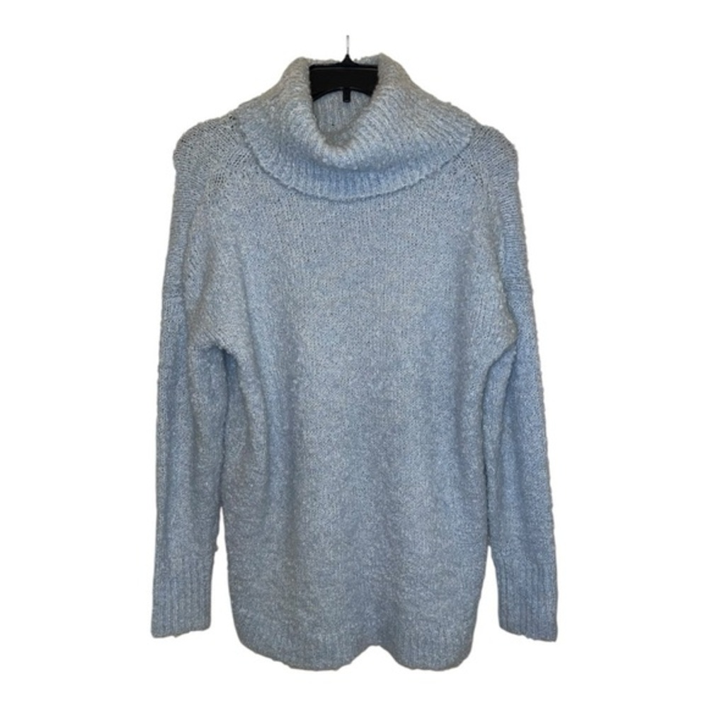 Lou & Grey Light Blue  Cowl Neck Wool & Alpaca Blend Textured Sweater